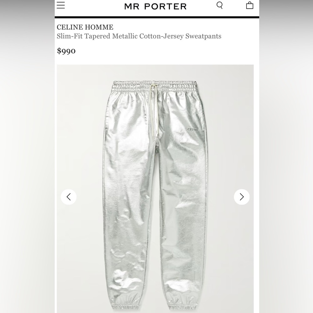 Celine Silver pants,Size S